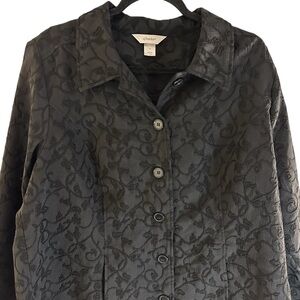 CJ Banks black floral embroidered jacquard jacket blazer 1X